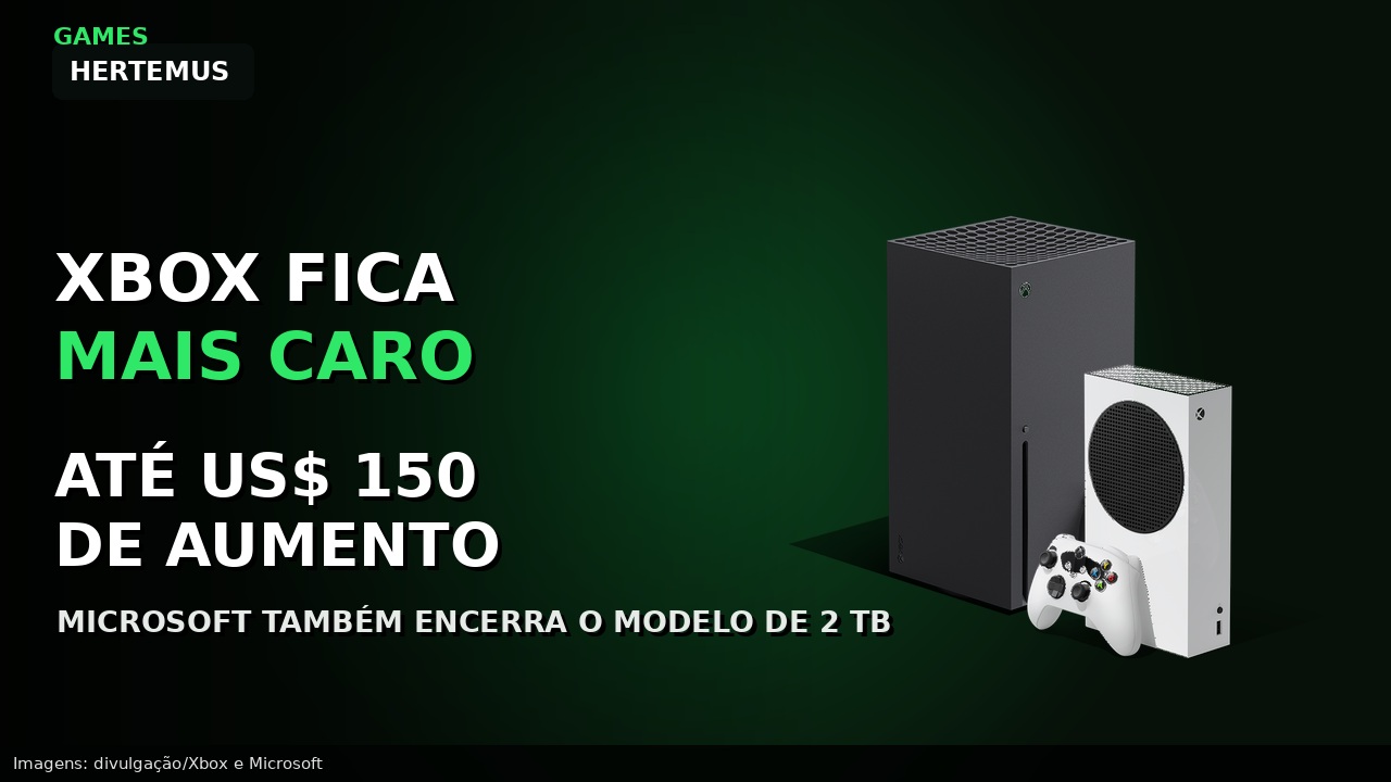 Xbox Series X e Xbox Series S com destaque para aumento de preço de até 150 dólares