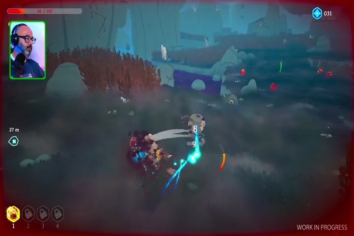 Combate de ação durante a exploração no playtest