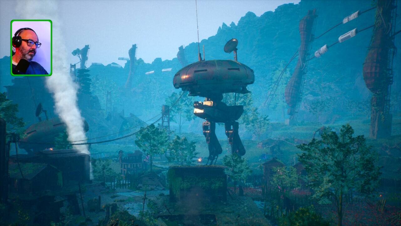 Captura da gameplay de HERTEMUS mostrando uma máquina gigante em Beast of Reincarnation